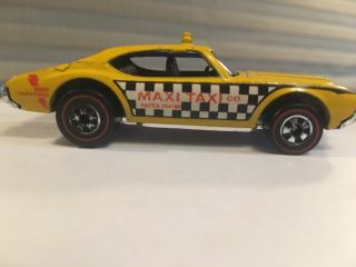 1969 Mattel Hot Wheels Olds Maxi Taxi Yellow Checker Cab - Redline Die - Cast Hk - Vn