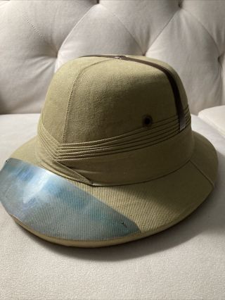 Vintage 1950’s Bombay Bowler Pith Helmet Made In India Outdoor Sun Hat Size 71/4