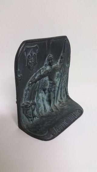 Vintage / Antique Cast Iron Bronze Single Bookend Jeanne D 
