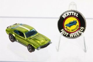 Vintage Hotwheels Redlines Mighty Maverick 1969 Lime Green With Pin
