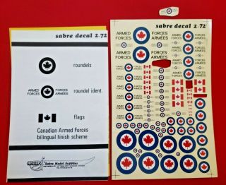 Sabre Military Aircraft Model Decals 1/72 Scale Canadian Armed Forces Bilingual