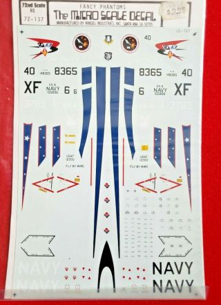 Microscale Military Aircraft Model Decals 1/72 72 - 137 F4 F - 4 Fancy Phantoms Usn
