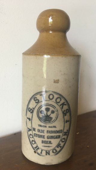 Antique S Stocks Stoneware Beer Ale Soda Bottle With Cobalt Blue Trade Mark