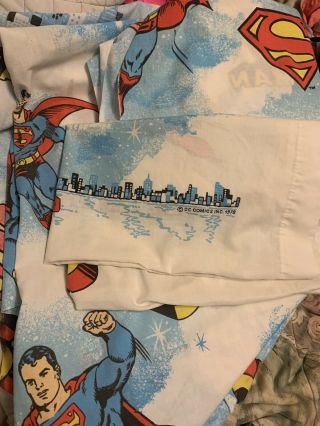Vintage Superman Twin Flat Sheet Set 1978 Bedding Dc Comics W/blanket