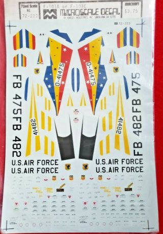 Microscale Military Aircraft Model Decals 1/72 72 - 223 Usaf F101 Voodoo F - 101