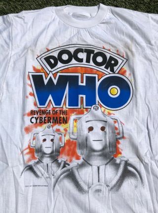 Vintage 80s Doctor Who T Shirt Revenge Of The Cyber Men Men’s L