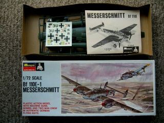Vintage Monogram Messerschmitt Bf110e - 1 Model Kit 1/72 Scale