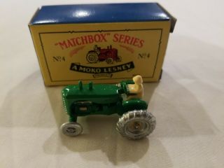 Matchbox Series No.  4 A Moko Lesney Product Green Tractor W/ Box S/h