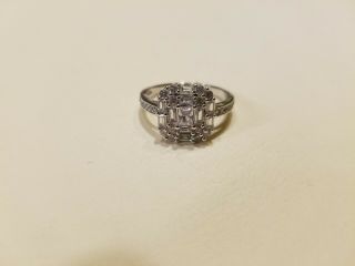 Antique Vintage Sterling Silver 925 Ring / Size 9.  75 - Cubic Zirconia