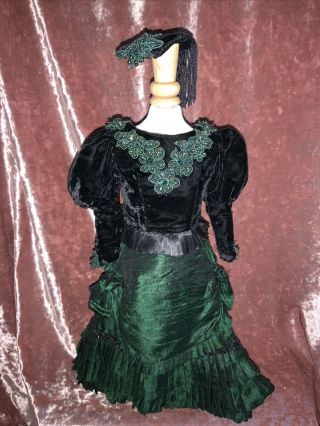 Antique French Fashion Top And Skirt,  Hat.  Fits 18 - 22’ Doll
