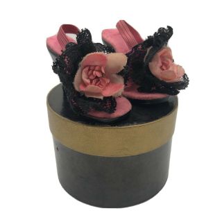 Vintage Pink And Black Lace Heels Madame Alexander Cissy Doll Hat Box