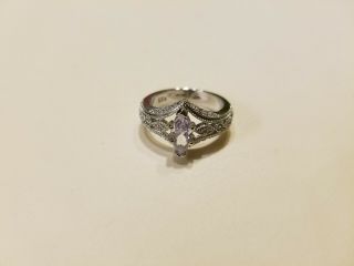 Antique Vintage Sterling Silver 925 Ring / Size 9 - Cubic Zirconia