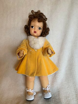 16 " Terri Lee Doll In Yellow Overcoat With Fur Lined Collar And White Shoes