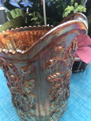 Antique Imperial Glass Luster Rose Water Pitcher Iridescent Marigold 1911 - 1914 3