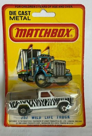 1980 Matchbox Lesney 57 Wild Life Truck Variation Red Windows On Blister Card