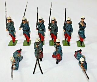Britains Toy Lead Soldiers French Foreign Legion Marching 1711.  Total Of 10