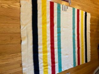 Vintage Hudson Bay Style Striped Wool Blanket 60 " X 85 1/2 "