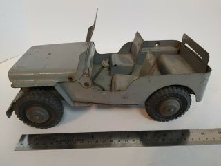 Vintage Marx Lumar Willys Jeep Pressed Steel Gray Made In Usa 13949