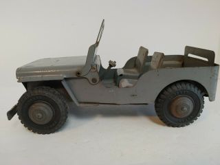Vintage MARX Lumar Willys Jeep Pressed Steel Gray Made in USA 13949 2