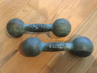 Antique Barbell Dumbell Set Of 2 With Gorgeous Patina 3kg