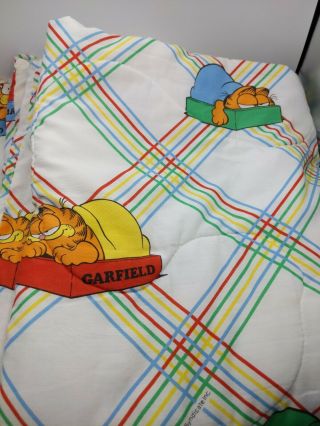 Vintage 1978 Garfield Cartoon Comic Comforter 62x 84” Twin Size Bed Spread