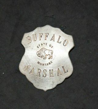Antique 1800s,  Buffalo Montana Silver Plated Badge,  Inlayed Letters Read Blow