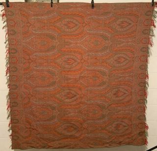 Antique Paisley Shawl Cloth Thrown Tapestry Colors Design