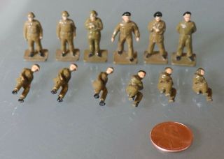 04/23 (12) Dinky Toys Meccano England Die - Cast Wwi Soldiers,  Seated/standing