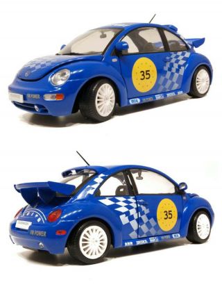 1/18 Solido Vw Volkswagen Beetle N°35 1999 Blue Racing Avec Boite D 