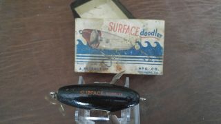 Vintage Trenton Surface Doodler Fishing Lure In 2 Pc Cardboard Box Black Rare