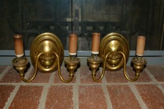 Vintage Antique? Brass Wall Sconces Light Fixtures Base Approx.  7.  5 " Tall