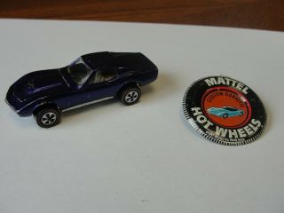Vintage 1968 Hot Wheels Redline Custom Corvette Purple W/ Badge House Find