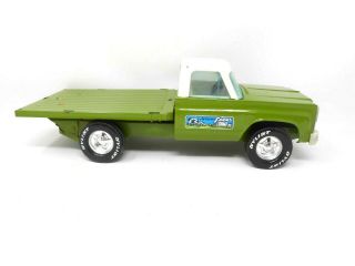 1970s Nylint Farms Pressed Steel Green Chevy Flatbed Truck Made In Usa