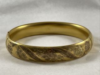 Antique Victorian 14k Gold Filled W.  & S.  Blackinton Hinged Bangle Bracelet 8.  5 "