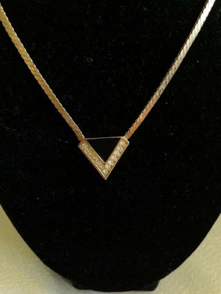 Authentic Vintage Christian Dior Necklace Triangle Rhinestone 400mm M35604797365
