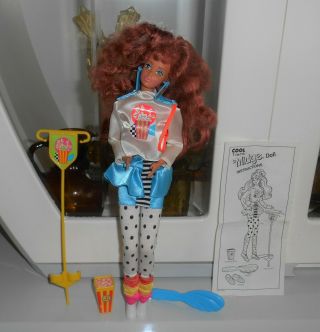 1988 Mattel Barbie Cool Times Midge Doll Popcorn Pogo Stick & Orig Paper Insert