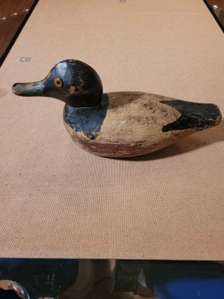 Antique Exceptional Hand Carved Painted Wood Duck Decoy By A Master Carver