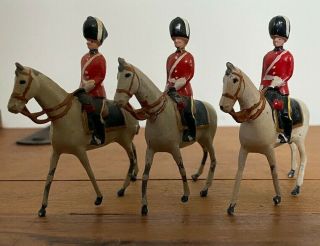 Rare Vintage 3 X John Hill & Co Mounted Guardsmen Lead Soldier Figures