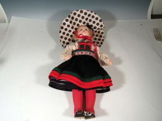 Antique Lenci Style Cloth & Felt Doll With Painted Face