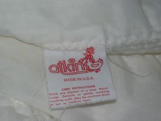 Vintage Atkins Waffle Weave Baby Crib Blanket Ivory Acrylic Nylon Trim Lovey USA 3