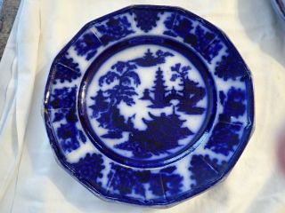 Flow Blue Antique W Adams & Sons Tonquin Pattern 9.  5 " Dinner Plate Mid 1800s