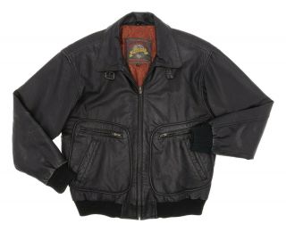 Vintage Leather Bomber Jacket M Medium Mens Black A - 2 Flight Jacket Motorcycle