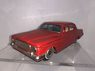 Vintage Bandai Tin Friction Toy Red Plymouth Valiant Sedan Car Vg