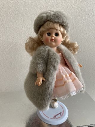 Vintage Vogue Ginny doll,  faux fur coat,  hat and peach dress 1996 2