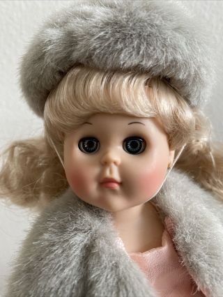 Vintage Vogue Ginny doll,  faux fur coat,  hat and peach dress 1996 3
