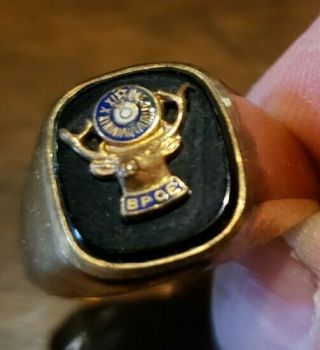 Vintage Black Onyx Bpoe Elks Club Lodge Ring Size 13,  10k Gold Filled