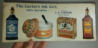 Carters Ink Advertising Card Blotter Bottle Inky Racer Paste Jar Vintage Antique