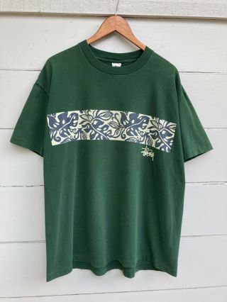Vintage 90s Stussy Floral T Shirt Size Xl Hawaii Skate Surf Usa Made