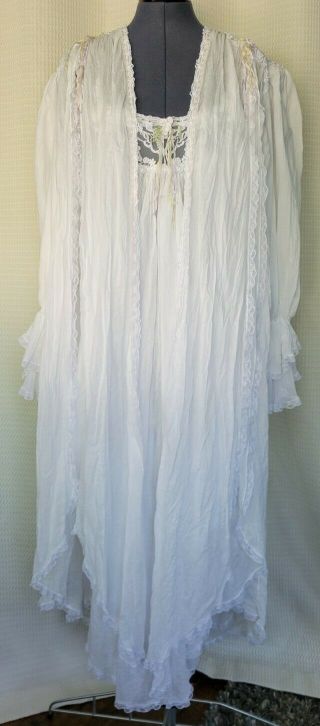 Vintage Jonquil By Diane Samandi White Bridal Nightgown With Matching Robe