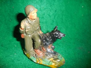 J.  H.  Miller Chalkware Us Army Korean War Soldier With Sentry Dog Ml6